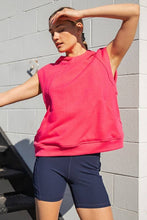 Flamingo Pink Sleeveless French Terry Oversized Hoodie