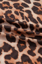 Brown Leopard Mesh Mock Neck Long Sleeve Top