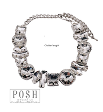 Rhinestone choker necklace: Silver
