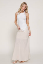 Off White Lace Trim Texture Knit Halter Top