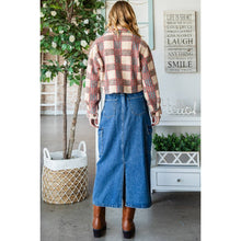 Pink Blue Plaid Sherpa Short Button Veveret Jacket