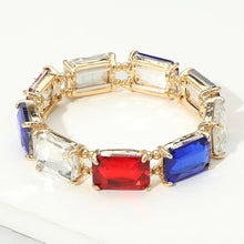 Multi Emerald Cut Stone Stretch Evening Bracelet