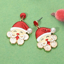 Gold Pink Whimsical Santa Claus Charm Drop Dangle Earrings