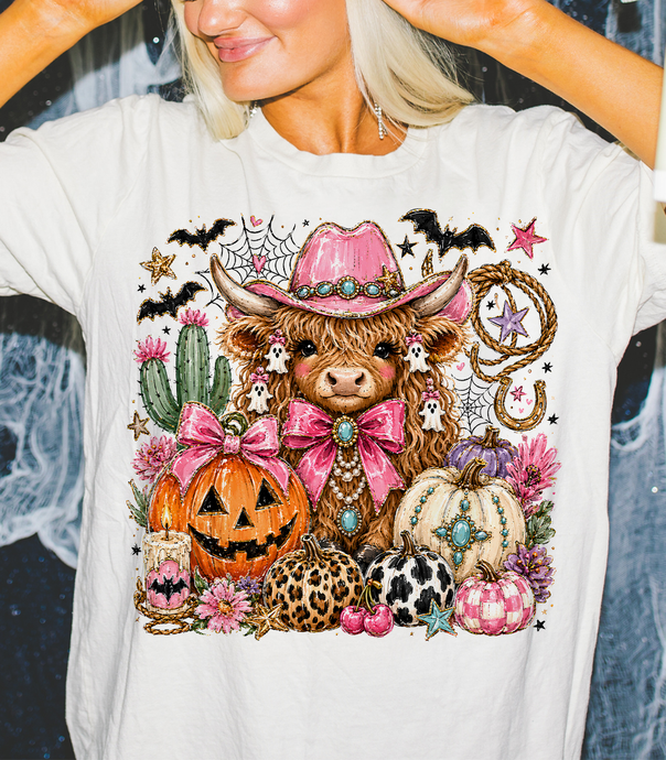 Natural Highland Cow Halloween Tee
