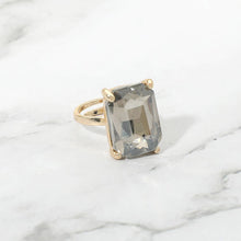 Rose Bold Emerald Cut Stone Cluster Accent Adjustable Ring