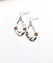 Earring Alloy Plated Oblong(Silver)Gold Wire Wrap Two Tone
