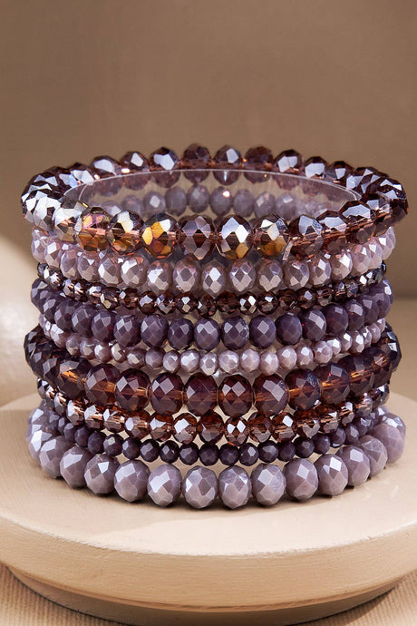 Plum Glass Bead 9 Set Bracelet
