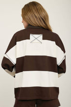 WIDE STRIPE HALF ZIP LONG SLEEVE KNIT TOP : HUNTER GREEN