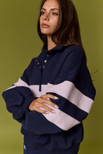 Navy Lilac Lottie Stripe Rugby Pullover
