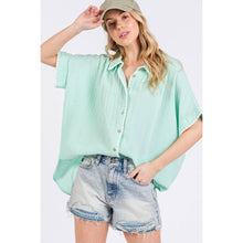 Mint Boho Contrast Zigzag Trim Gauze Sage+Fig Shirt