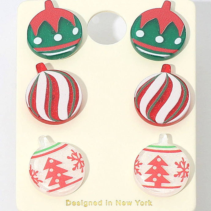 Christmas Ornament Stud Earring Set