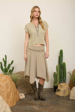 Light Olive Split Neck Batwing Sleeveless Knit Sweater