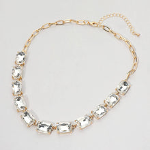 Antique Silver Cushion Rectangular Stone Cluster Link Evening Necklace