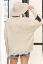 Oatmeal Long Sleeve Heart Patch Knit Sweater