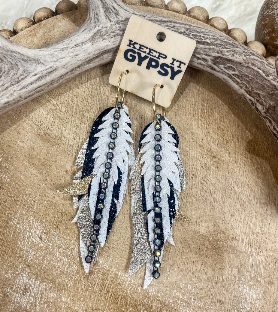 Black & White Feather Earrings