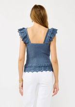 Blue Smocked Scallop Lace Ruffle Lovestitch Top