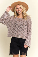 LONG SLEEVE DIAMOND KNIT SWEATER - CESW3862: CHARCOAL / S-M-L(2-2-2)