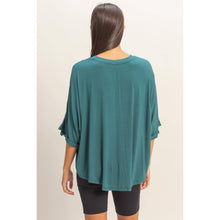 Dark Teal Relaxed High-Low Batwing Sleeve Top