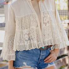 Natural Bohemian Breeze Artisan Lace Shrug Ruffle Jacket