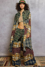 Camo Multi Long Sleeve Plaid Woven Varied Patchwork Maxi POL Shirt Jacket