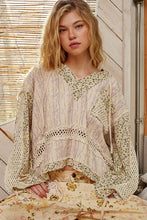 Violet Multi Vintage v-neck long sleeve floral print woven POL top
