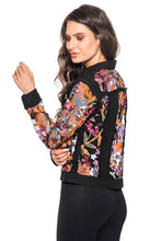 Black Denim Jacket with Floral Sequin Embroidery