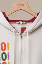 Ivory Merry Christmas Applique Zip-Up Hoodie