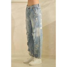 Denim Floral Embroidered Distressed Oli+Hali Jeans