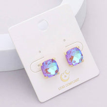Lavender Cushion Square Stone Stud Evening Earrings