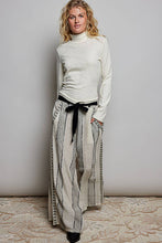 Black Striped Textured Fabric Crafted Waistband Wide-Leg Pants