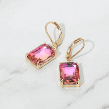 Aqua Rectangular Glass Stone Drop Dangle Earrings
