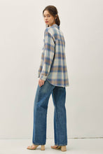 Retro Blue Vintage Plaid Boxy Shirt