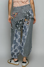 Black Jacquard Floral Twill Patch Waist Loop Jogger POL Pants