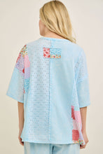 Baby Blue Mineral Washed Floral patchwork eyelet detail J.Her Blouse