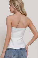 Off White Peplum Soft Knit Jersey Tube Top