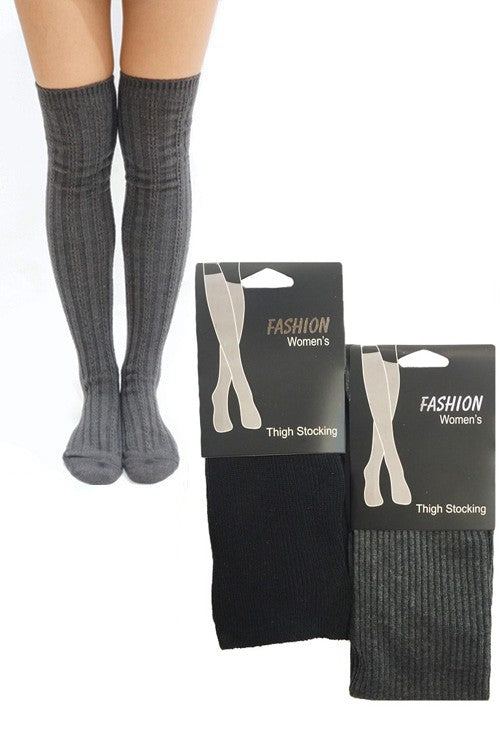 Charcoal Stripe Thigh High Socks 10/24/23 7270