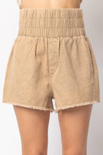 Blue High-Waist Washed Twill Shorts