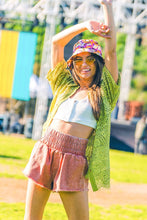 Hot Pink High-Waist Washed Twill Shorts