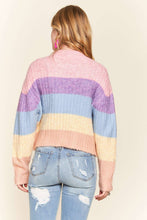 Multi Color Mock Neck Rib Sweater