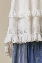 White High-Low Layered Lace Tunic Mello Top