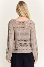 Khaki Crocheted Open Knit Pullover