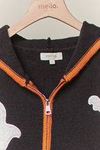 Black Halloween Ghost Patch Zip up Hoodie