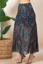 Brown Teal Paisley Lined Mesh Skirt
