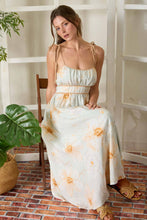 Cream Multi Watercolor Floral Spaghetti Strap Midi Dress