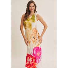 Cream Multi One Shoulder Floral Midi Dress