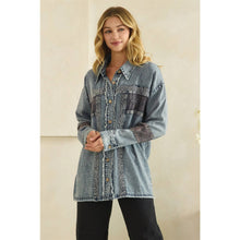 Washed Blue Zip FronT Button Down Oli+Hali Shirt