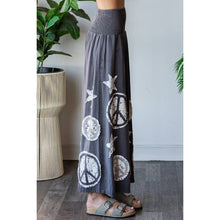Charcoal Washed Smocked Peace And Star Patchowork Oli+Hali Pants
