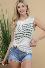 Oatmeal American Flag Camo Sleeveless Top