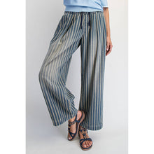 Denim Stripe Baggy Pull On Jeans