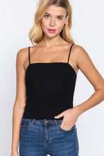Celadon Green Straight Neck Two Ply Rib Knit Cami Top